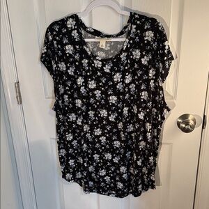 Elegant Black and White Floral Blouse